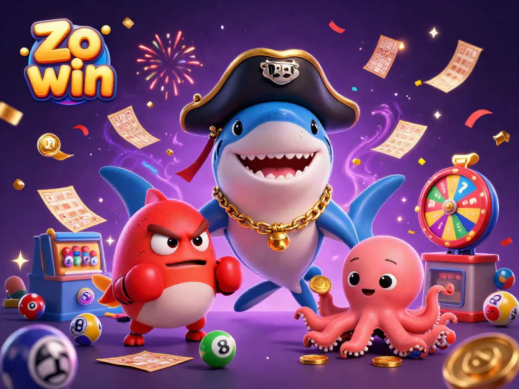Engage in thrilling gameplay at Zo win with a lively digital casino scene featuring vibrant characters and elements.