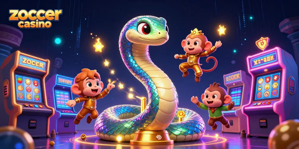 Experience the thrill at Zoccer Casino with dynamic gaming scenes and vibrant slot elements.